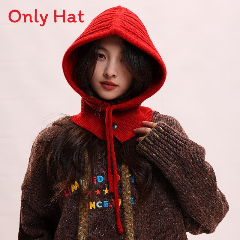 Vintage Rote Sturmhaube Mütze Damen Winter Wärme Winddicht Strickmütze Mit Ohrenschutz Für Kaltes Wetter