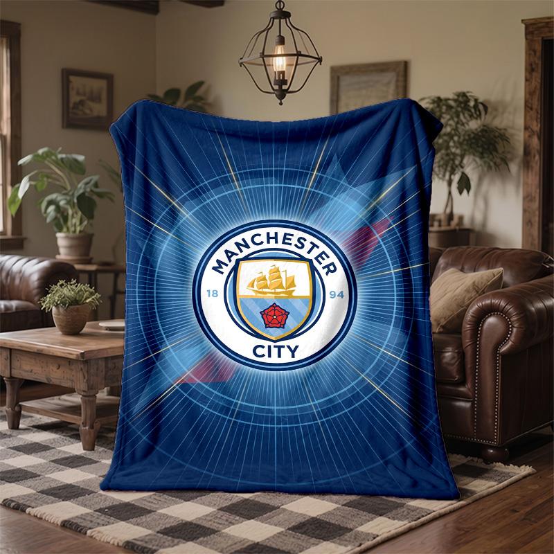 Manchester City Motiv Fleecedecke Gemütliche Weiche Plüschdecke Für Schlafzimmer Couch Reise