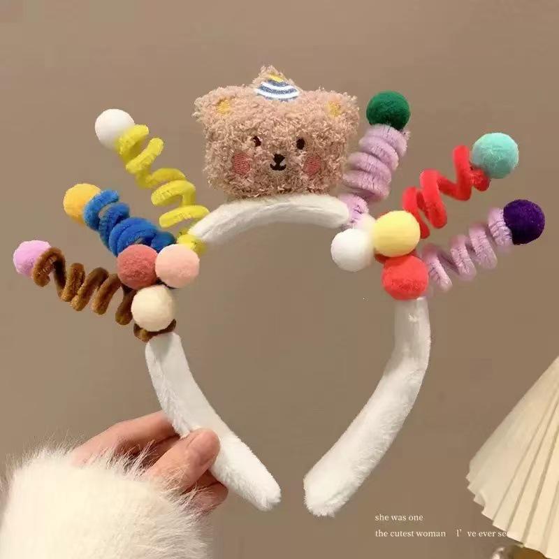 Niedliches Bären-Plüsch-Stirnband für die Gesichtsreinigung bei Frauen - Haarspangen-Accessoire