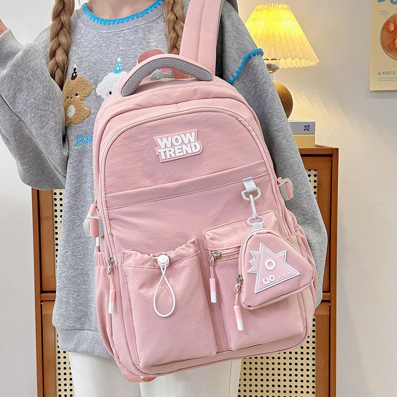 Versatile Work Style Schoolbag Simple Solid Color College Student Large Capacity Japanese Backpack Travel Backpack