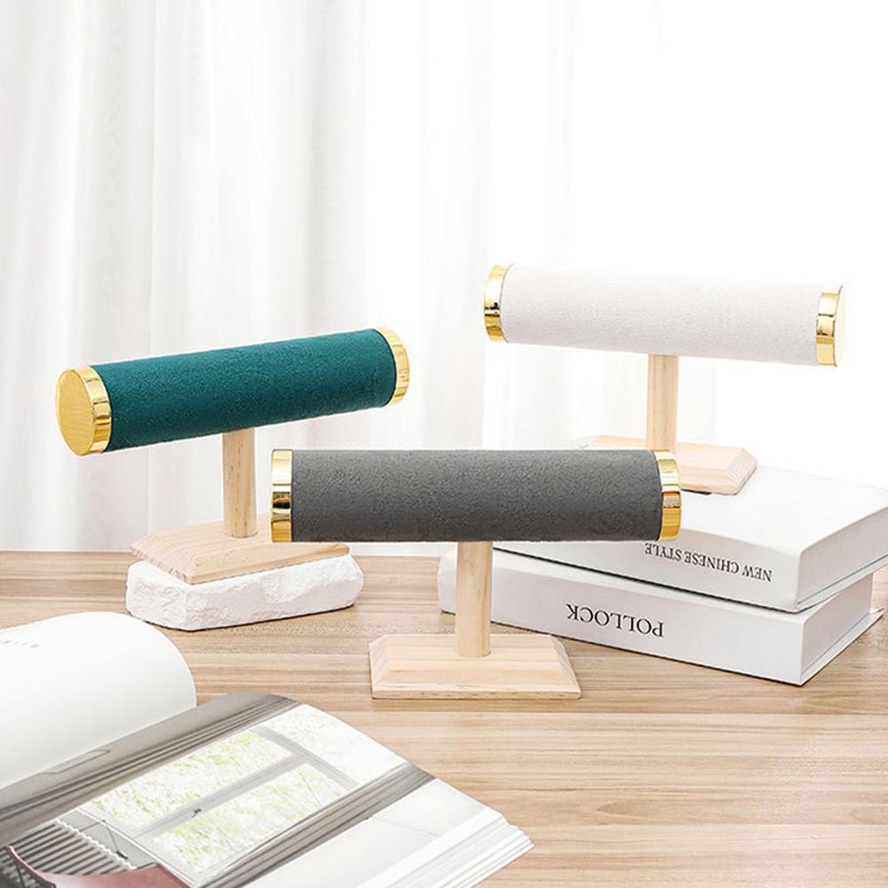 Jewelry Display Stand for Bracelets Bangles with Wooden Base Showcase Organizer Rack