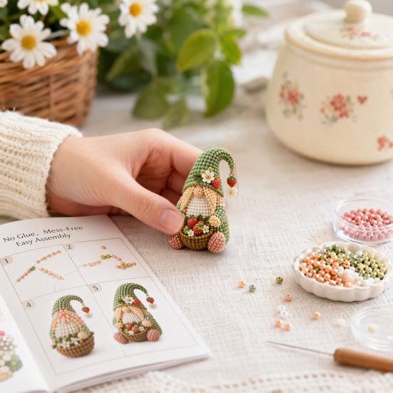 Kit de Manualidades de Cuentas de Gnomo, Kit DIY de Gnomo de Cuentas Diminutas, Lindo Kit de Arte de Gnomo con Cuentas para Adultos Adolescentes Decoración Única para el Hogar Regalo Hecho a Mano