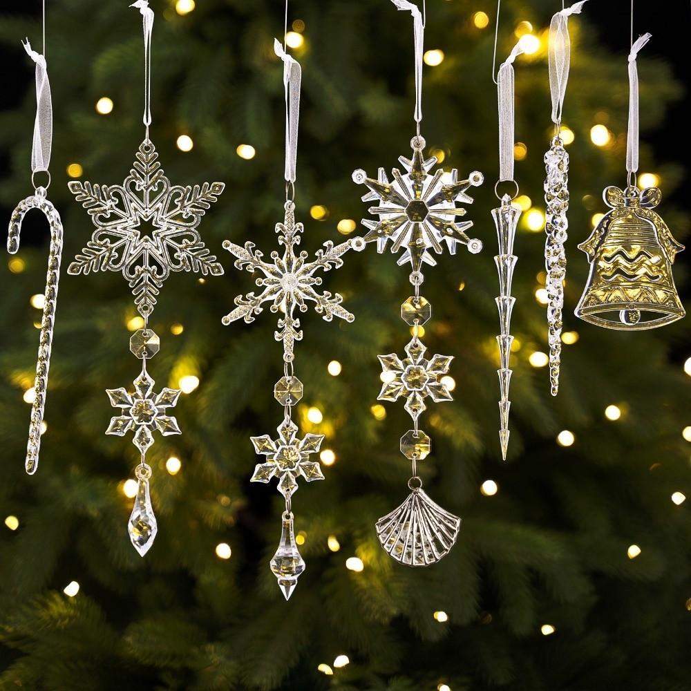 18/28 Pcs Teardrop Shape Christmas Tree Decor Sparkling Icicle Decorations Pendant Christmas Trees