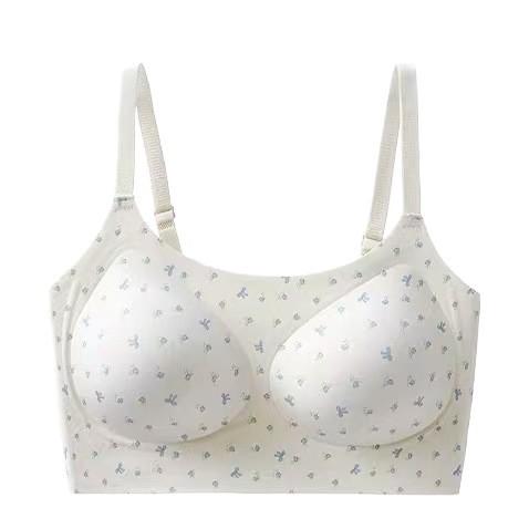 Traceless French Floral Heart High Value New Gathering Full Fixed Cup Soft Support Bra Cover