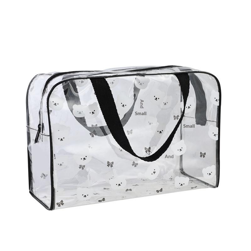 1Pcs Portable Cosmetic Organizer Large Capacity Transparent Pvc Printed Toiletry Bag Travel Toiletry Make Up Bag