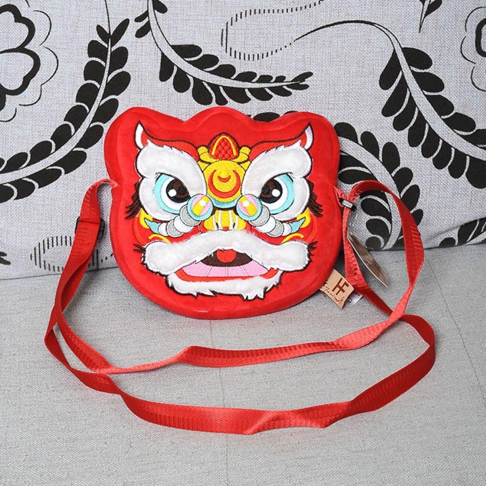 Soft Lion Dance Shoulder Bag Plush Red Lion Coin Pruse  Pay a New Year Call