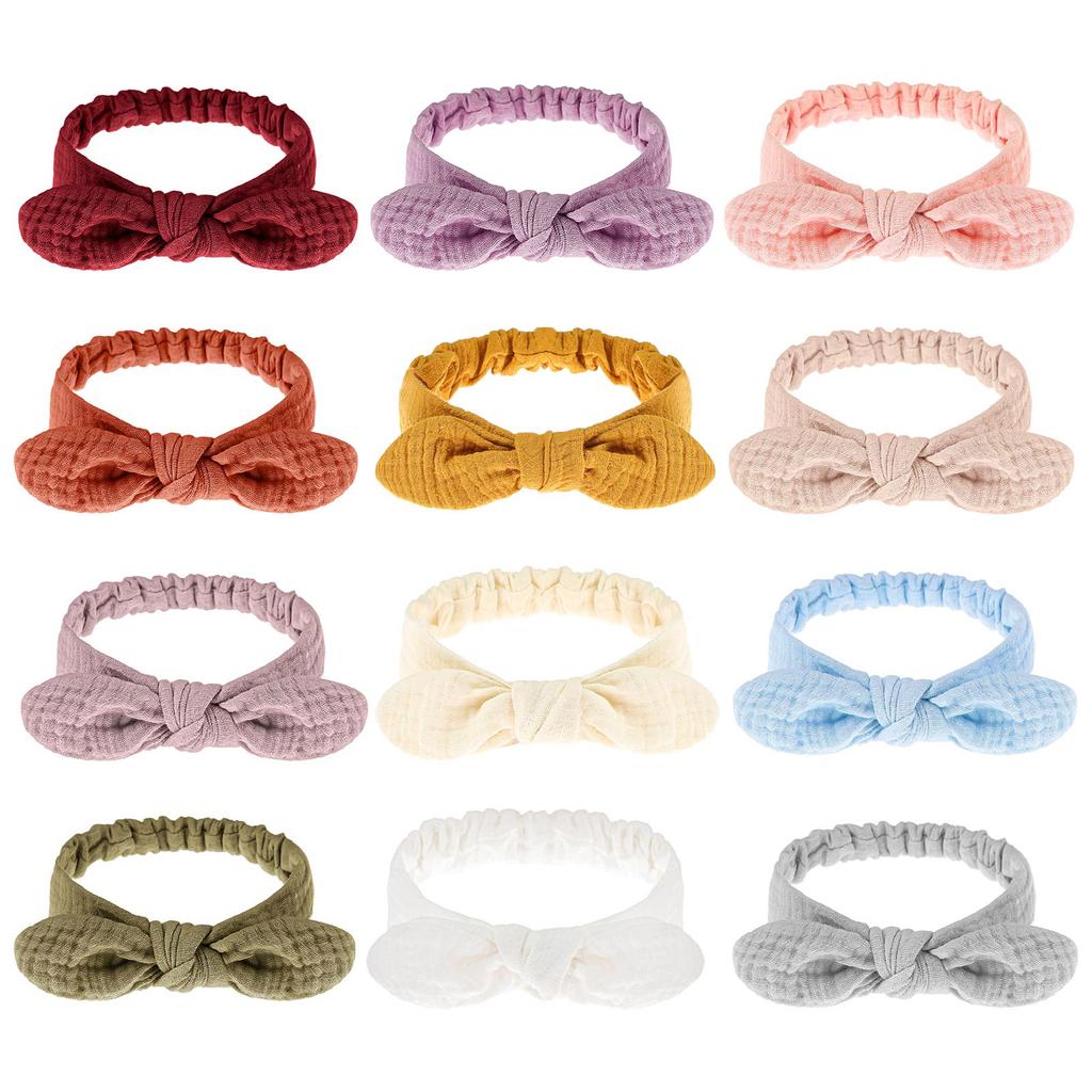 Baby Bow Headband for Boys Girl Breathable Cotton Bowknot Hair Bands Toddler Elastic Headdress Universal Turban Hairband