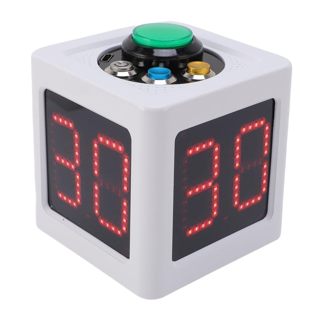 4 Sides Cube Timer Batteries Operated Accurate Seconds Countdown Timer for Chess Poker Race White