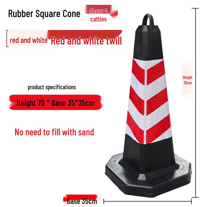 Jingchen Square Rubber Reflective Traffic Cone