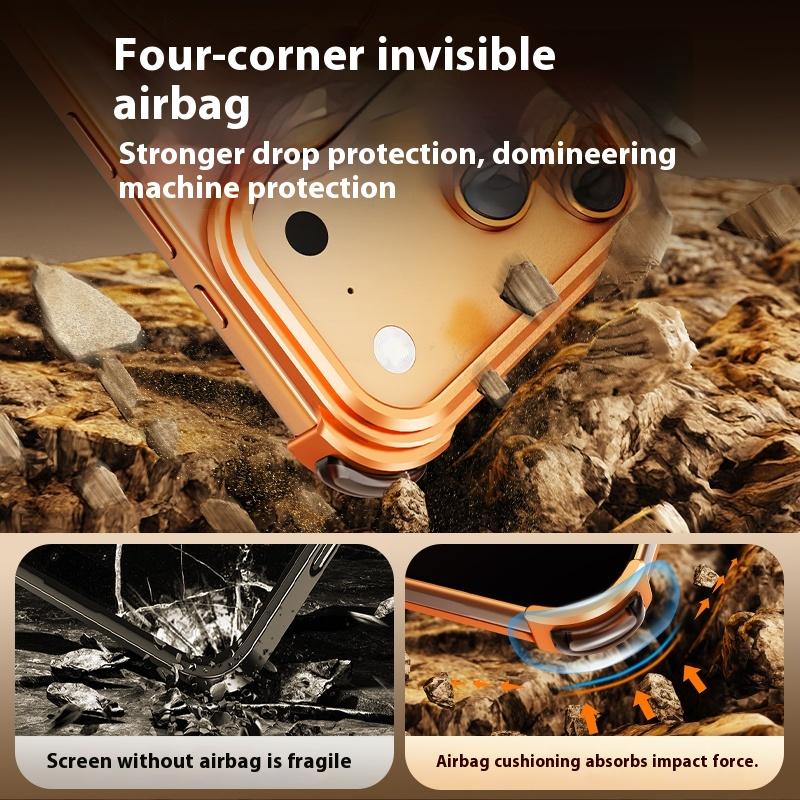 Funda de Metal para Teléfono Oatsbasf para iPhone 17 Pro Max/17 Pro con Soporte Magnético Giratorio 360° Cubierta sin Bordes de Metal de Aluminio Magsafe