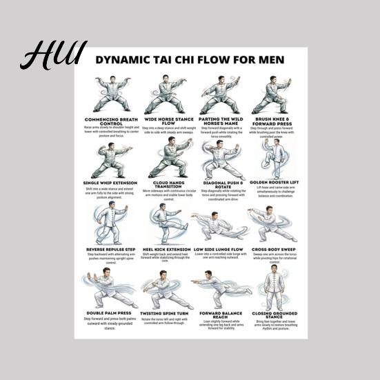 Advanced Tai Chi Core Control 3Pcs Men Training Plan Guide for Posture Correction And Pain Relief Lower Back Strength Flexibility Muscle Endurance
