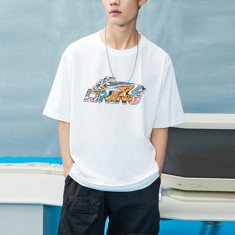 Li Ning Sports Fashion Collection T Shirts Unisex Crew Neck Moderate Straight Fit AHSR550-1