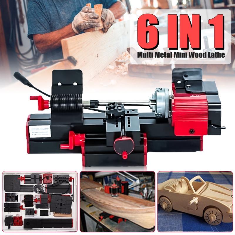 6 In 1 Mini Multi Metal Wood Lathe Motorized Jig Saw Grinder Driller Milling CNC Combined Machine DIY Tool
