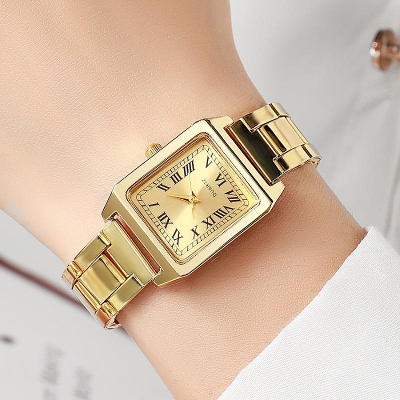 Hot Sale Small Square Watch Square Women's Watch Gold Steel Belt Quartz Watch Fashion Temperament Watch Manufacturer Spot