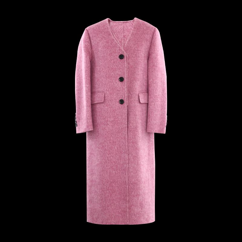 Shetu Women's V-Neck Long Sleeve Mid-Length Coat