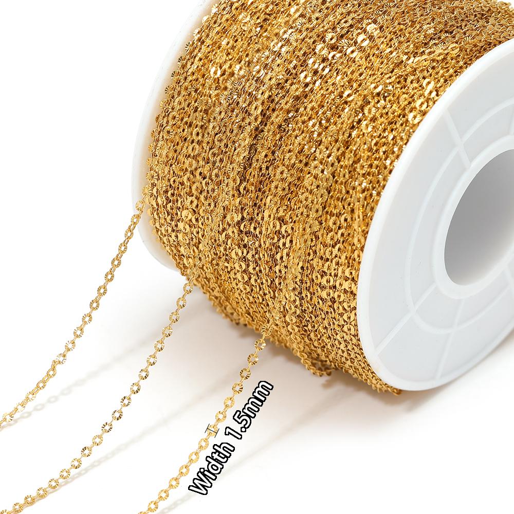 2Meters Stainless Steel PVD Gold Textrued Cable Chain for DIY Girls Necklace Women Bracelet Jewelry Earrings Making Supplies
