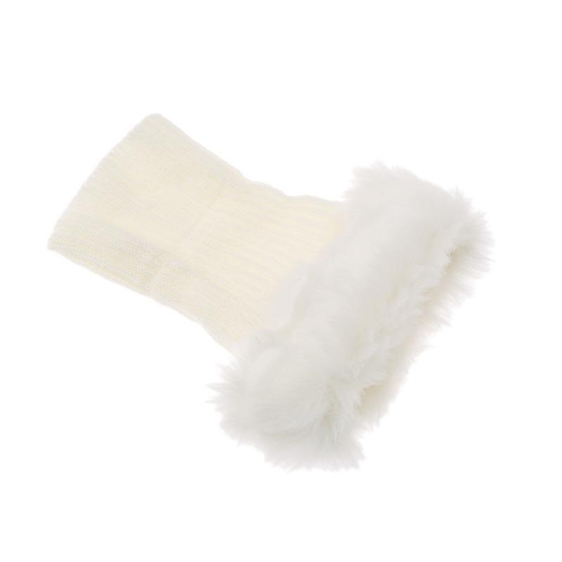 Womens Crochet Knit Fur Trim Leg Warmers Cuffs Toppers Boot Sock Winter Foot Socks