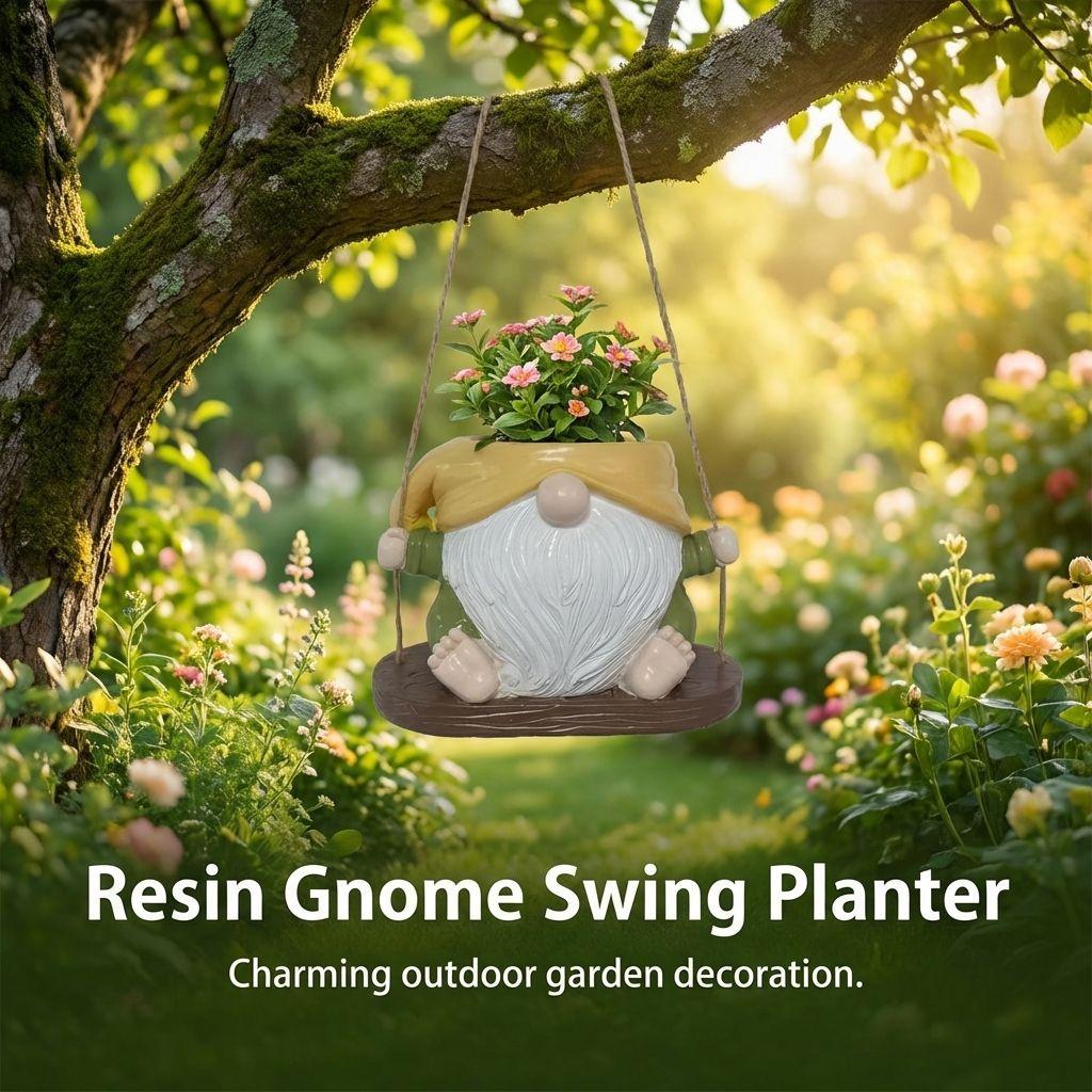 Resin Planter Pot With Swing Design For Outdoor Garden Decoration Durable And Lightweight