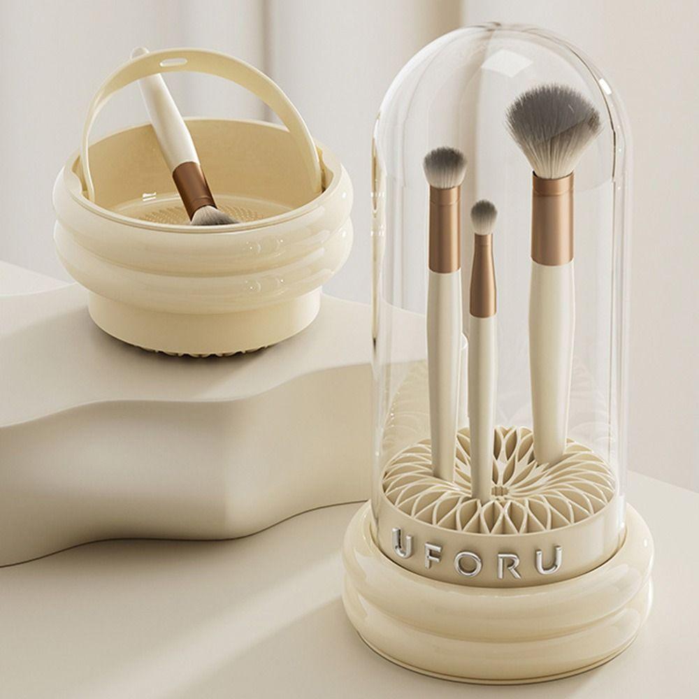 Dustproof Makeup Brush Cleaner Bowl 2-in-1 Cosmetic Brush Hang Drying Holder  Pen Holder