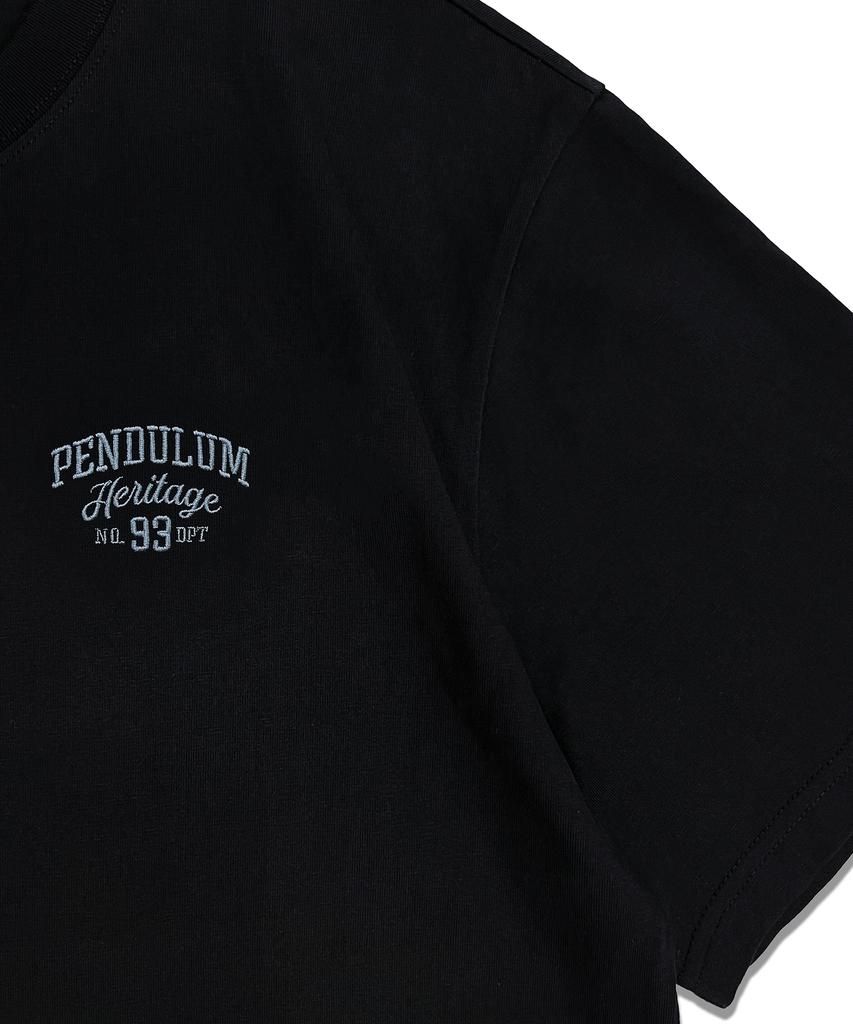 Pendulum Cotton Small Lettering Embroidered Short Sleeve T-Shirt Lq2Tu282_Black