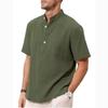 Men's Cotton Linen Henley Shirt Casual Button Down Short Sleeve Tops Shirts Summer Beach T-Shirts for Men Loose Fit Lightweight Breathable Tee Shirts