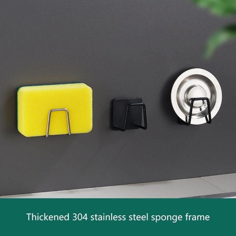 Set of 2 Versatile Stainless Steel Sponge Draining Racks Wall Mounted Sponge Holder Kitchen Organization Supplies