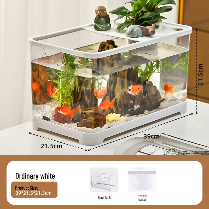 Transparent Plastic Desktop Goldfish Tank for Home Decor - Small & Medium Sizes Available