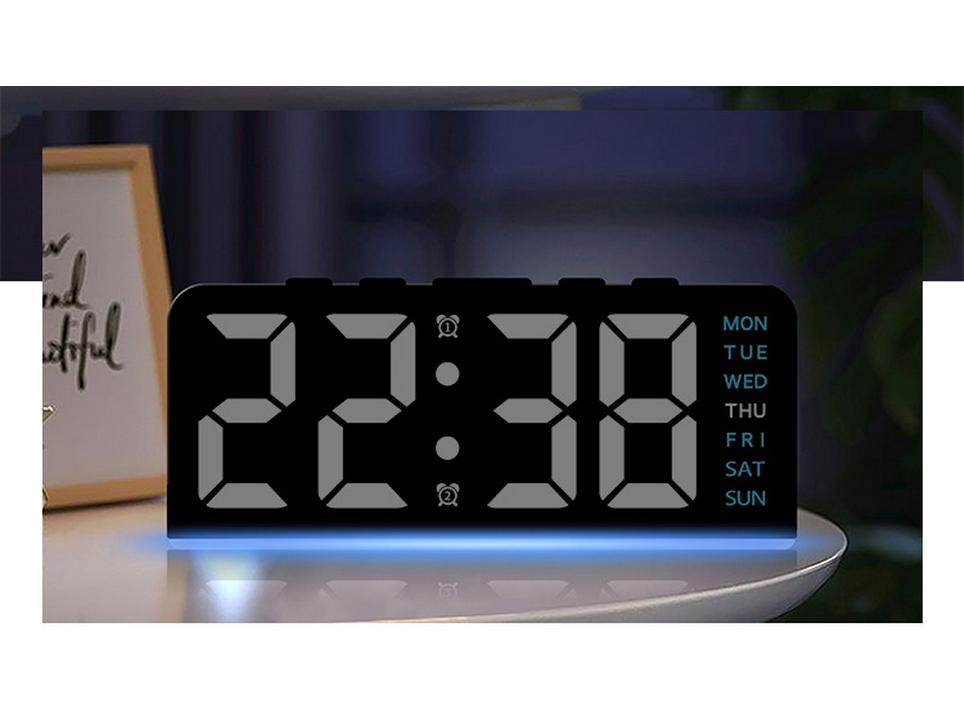 Ceas digital LED transfrontalier GH8033: Afișaj mare, dată, alarmă multifuncțională și lumină de atmosferă