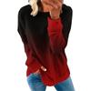 Round Neck 3D Gradient Color Printed Top Fashionable Casual Long Sleeved Women's T-shirts