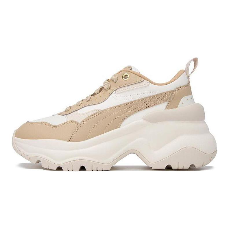 Puma Cilia Wedge Warm White Toasted Almond Women Sneakers Cream Gold 393915-04