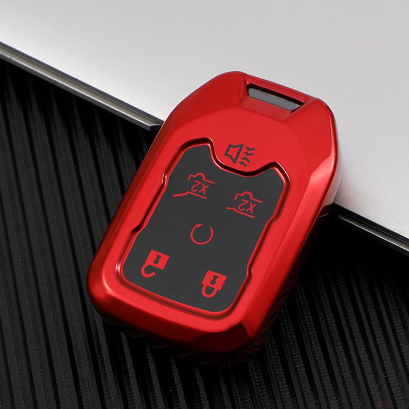 

New Soft TPU 6 Buttons Car Key Cover Case For Chevrolet 2015 2016 Gmc Yukon Suburban Tahoe Smart Auto Accessories Key Ring красный