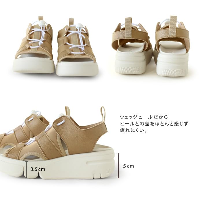 RE253 Épais Avec Cordon Arrière Facile à Marcher Facile à Fabriquer en cm 3E [Regetta] Sandales, Semelle, Léger, Sportif, Ceinture, Butée, Femme, en, Porter,