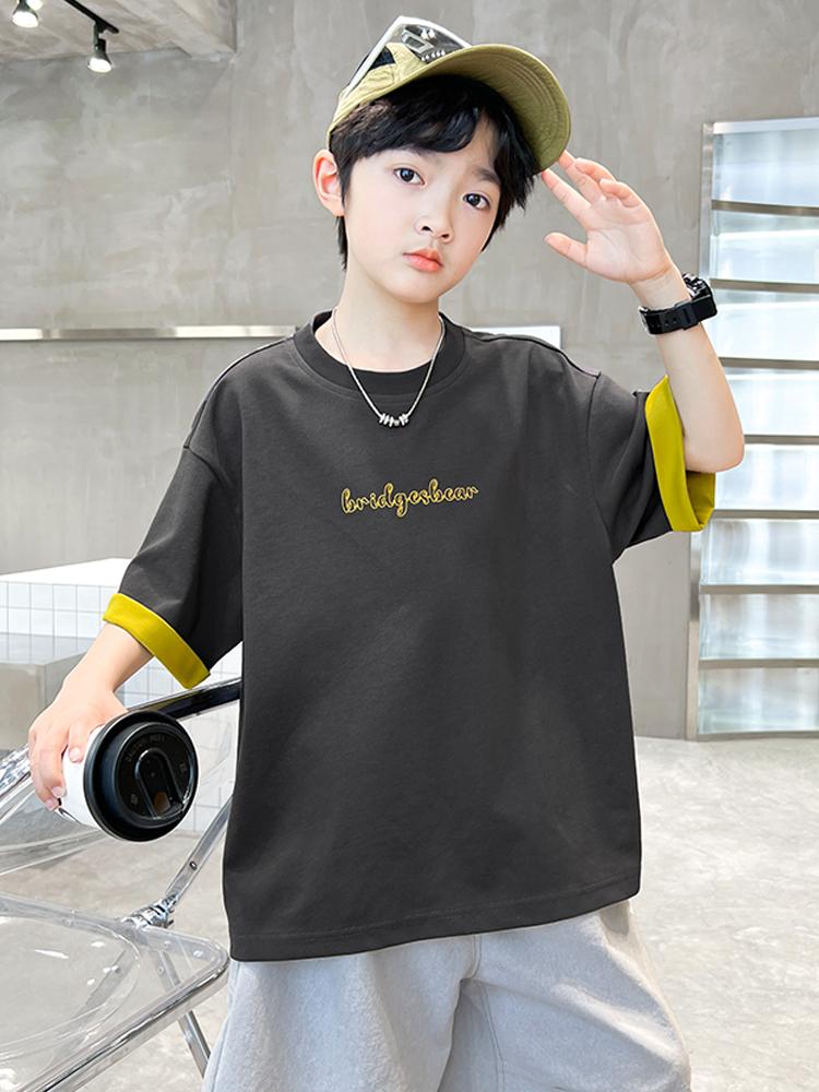 Short Sleeved Boys' T-shirt Summer Thin Version 2026 New Children's Summer Outfit Half Sleeved Pure Cotton Big Boy's Top