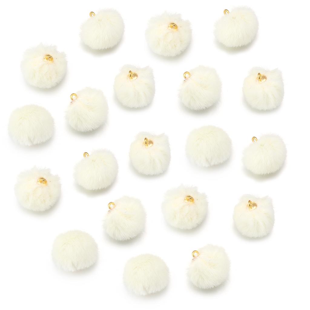 20pcs Plush Fur Covered Ball Beads Charms Imitation Rabbit Fur Pompom Pendant For Jewelry Making DIY Necklace Bracelets Earrings