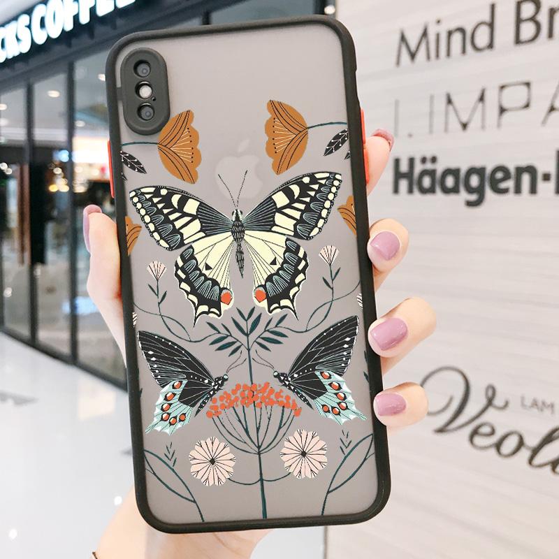 Flowers Butterfly Aesthetic Phone Case For iPhone 7 8 plus X XS MAX XR SE2 16 15 14 11 12 13 Pro Max Back Shockproof soft Cover