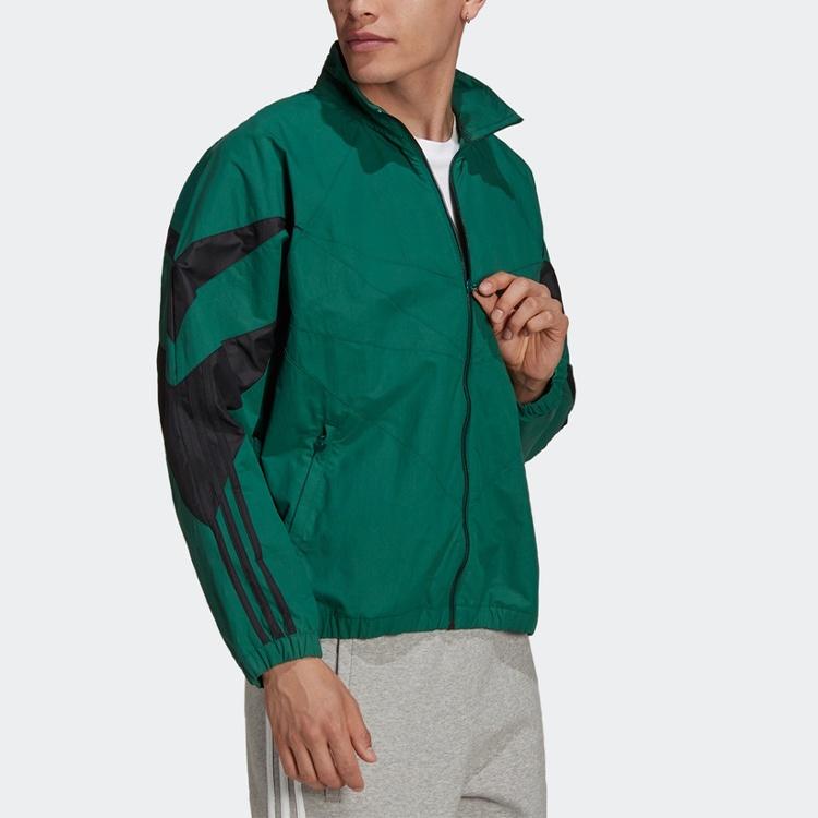 adidas Stripe Stand Collar Jacket Green Men's H06747