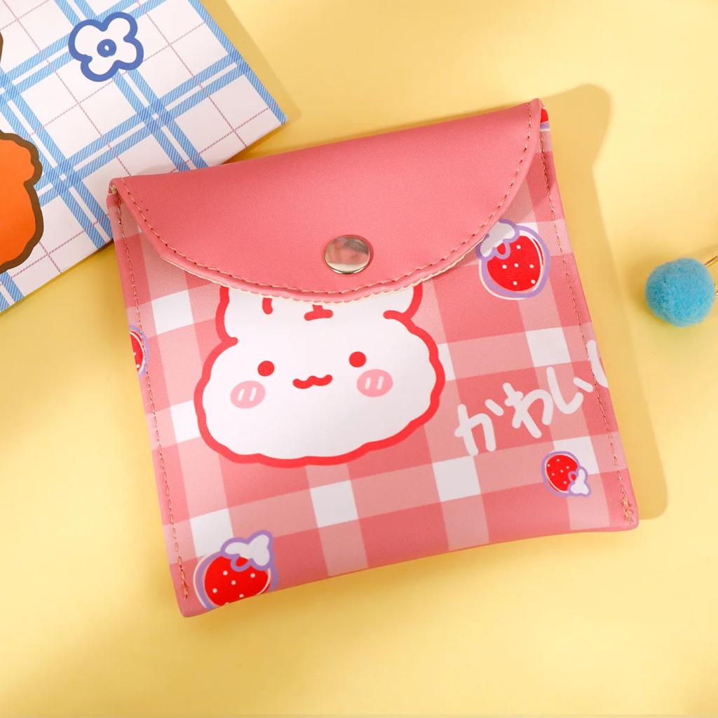 Women Small Cosmetic Cases For Females Travel Waterproof Sanitary Pad Pouch Cute Bear Rabbit Lipstick Coin Purse Storage Bags