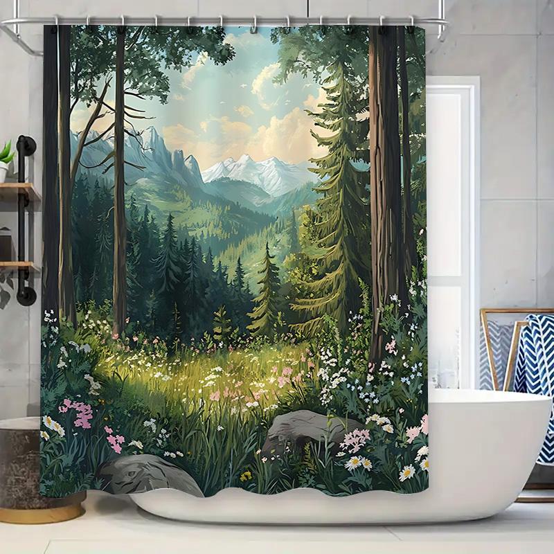 Enchanted Forest Shower Curtain Nature Inspired Home Decor Waterproof Polyester Fabric Suitable for Wet and Dry Separation