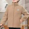 Dames Dikke Fleece Standkraag Jas Meerkleurig Warm Casual Herfst Winter Gezellige Buitenjas