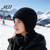 Warm Hat for Outdoors Knitted with Ear Flaps, Unisex Winter Beanies, Thickened Beanies Men And Women Stretchy Windproof Skiing Cycling