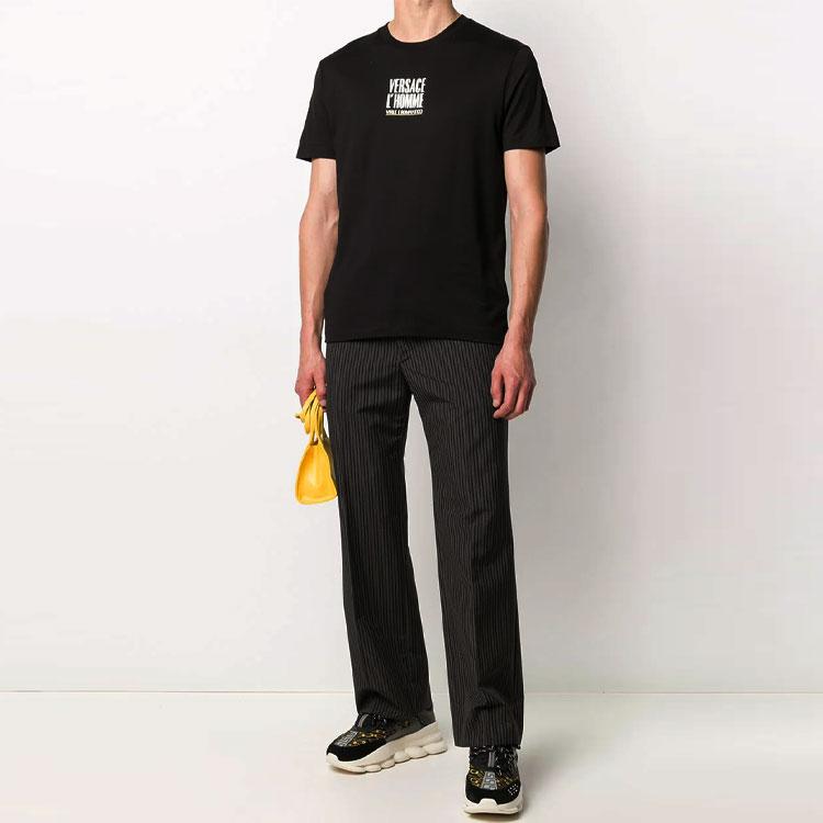 VERSACE T-Shirts Men's Black Crew Neck Moderate Straight Fit A86436-A228806-A1008
