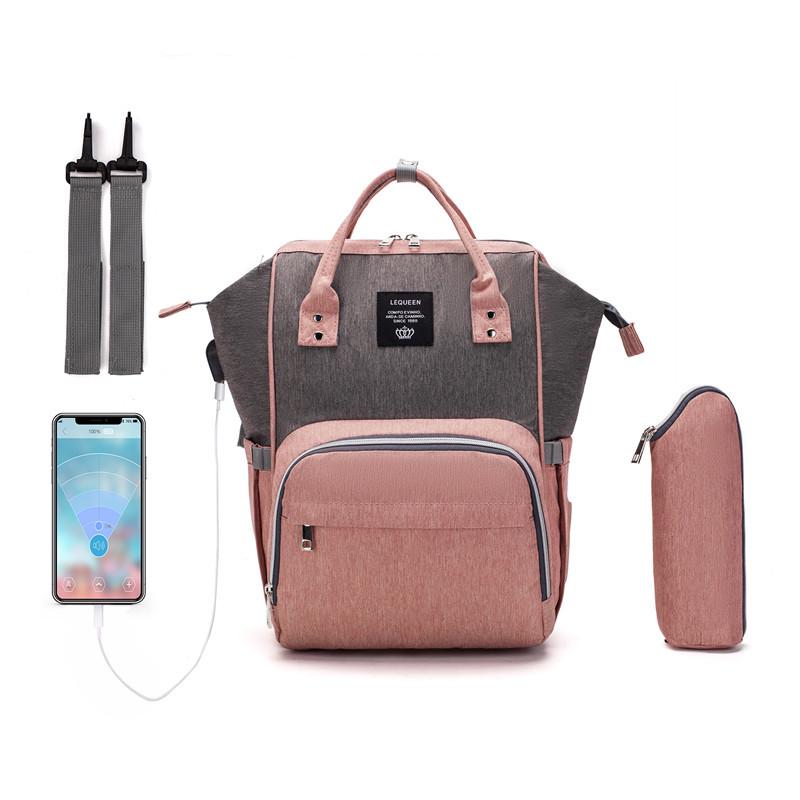 LEQUEEN Multifunctional Large Capacity Mummy Backpack with USB Charging for Moms and Babies