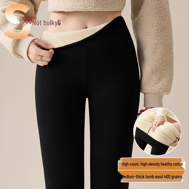 

Women s Lambswool High-Waisted Slim Fit Cotton Pants, Thickened for Warmth, High Elasticity, Plus Size, Autumn/Winter Base Layer XXL (Suggest 80-100 kg)