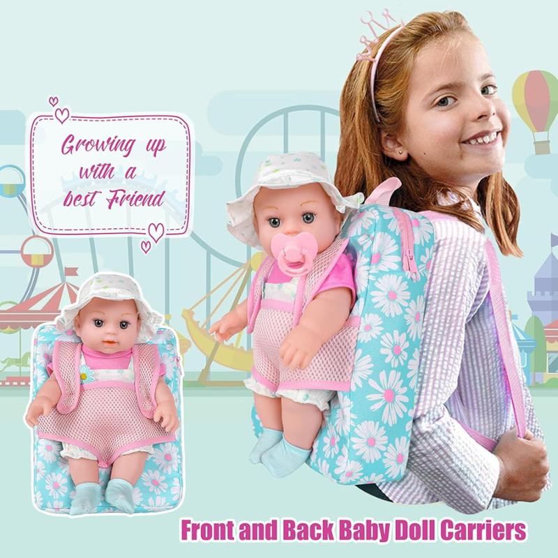 Fashion Newborn Backpack Doll Cute Flower Handbag For Girls Dolls Out Going Carry Bag Christmas Birthday Gift