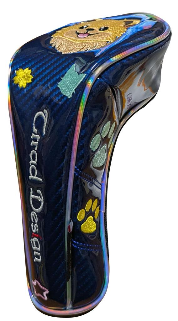 Cute Golf Headcover with Smile Agent Paw Print Perfect for Fairway and Utility Toy Shiba and Pomeranian Synthetic Leather Embroidery, Clubs,