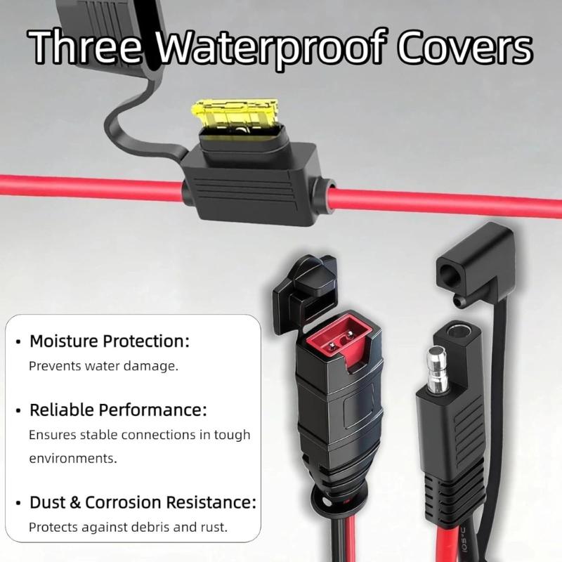 Flexible 13-16 Inch Power Wire with Overcurrent Protection Waterproof Blend Cable for Automotive Battery Chargers