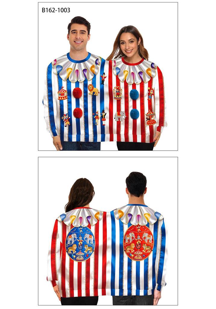 Creative Double Clown Costume Couple Hoodie for Halloween Party
