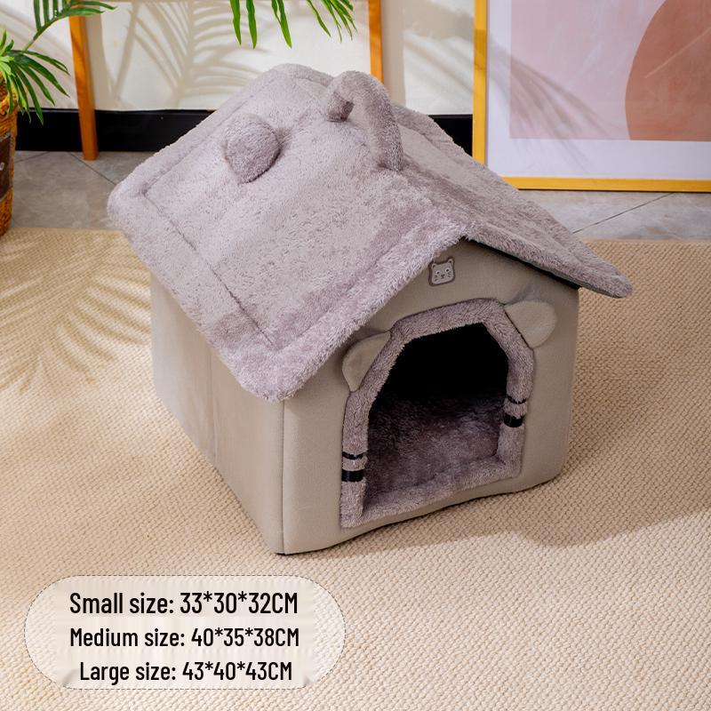 Enclosed Removable Washable Winter Pet House - Cat Nest & Dog Bed