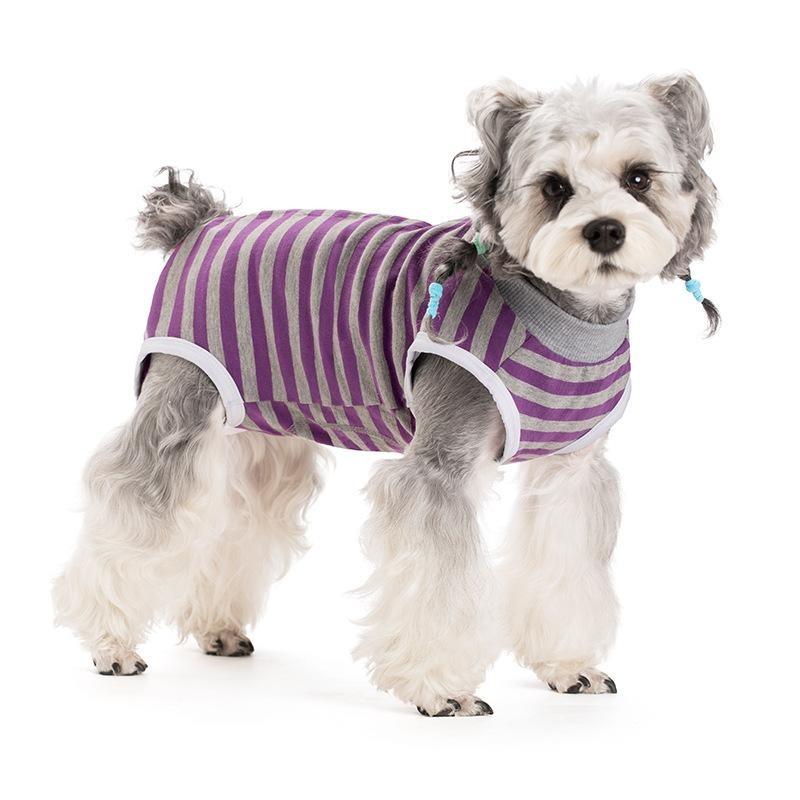 Dog Clothes, Thin Belly Protection Vest, Belly Anti-cool Free Striped Shirt, Back Buttons, Female Dog Sterilization and Weaning