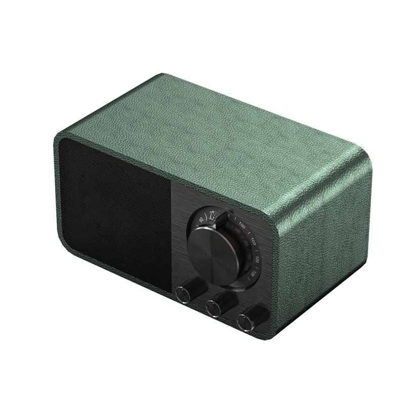 

JY-66 Ретро-деревянная Bluetooth-колонка с сабвуфером и стереорадио JY-66 Leather зелёный